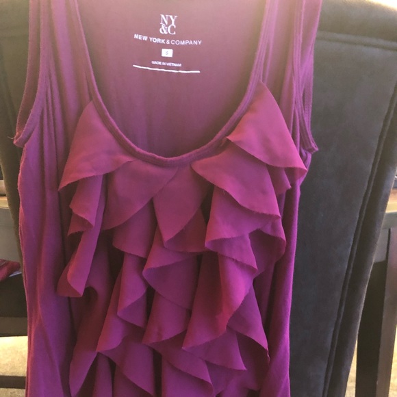 New York & Company Burgundy Ruffled Tank Size S - Picture 2 of 3